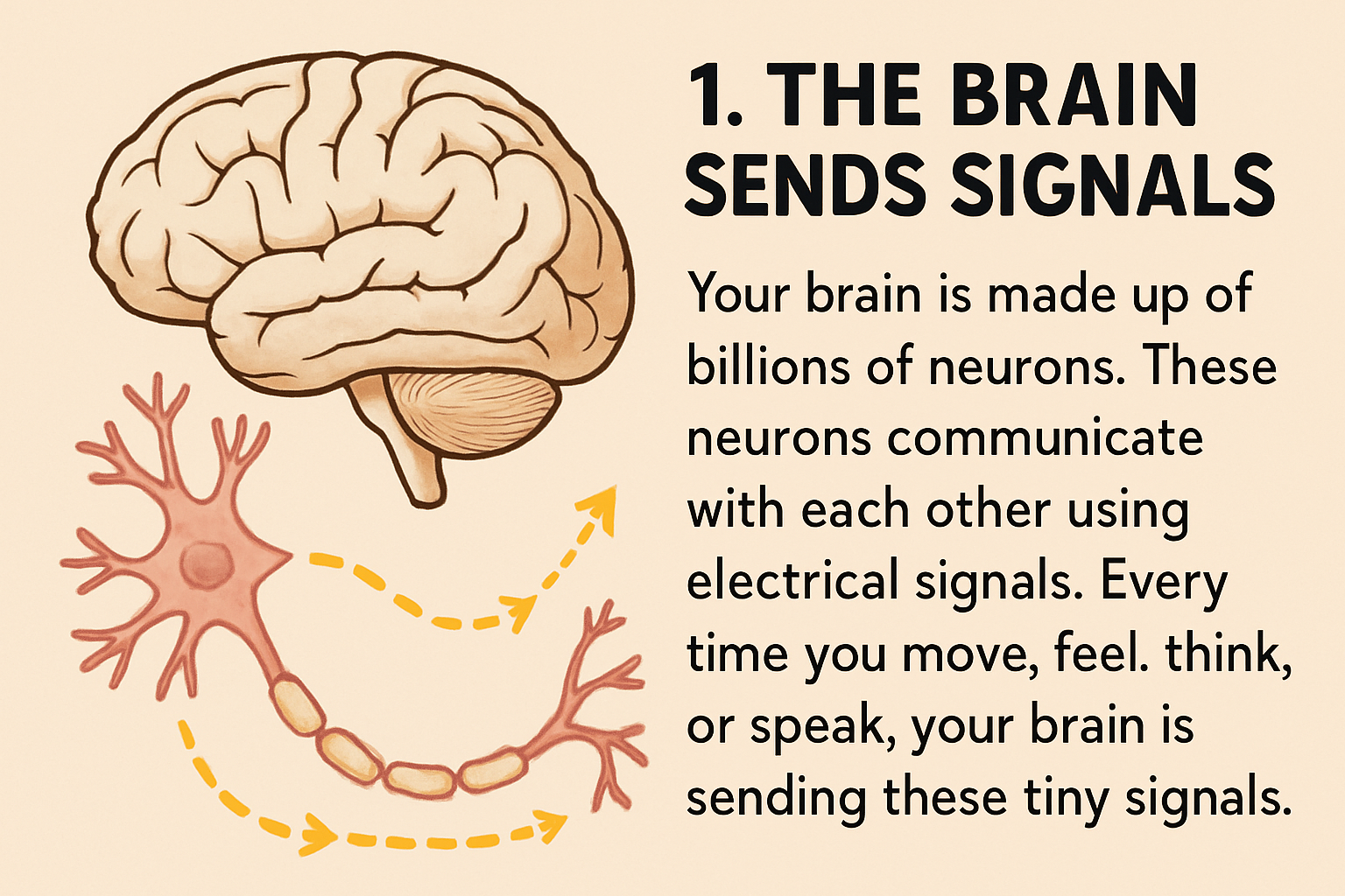 Illustration of neurons firing and sending electrical signals in the brain